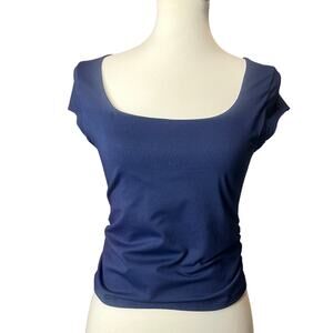 Navy Blue Scoop Neck Blouse